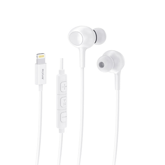 Rixus RXHD56LW Lighting Wired Earbud Type Headphone With Microphone