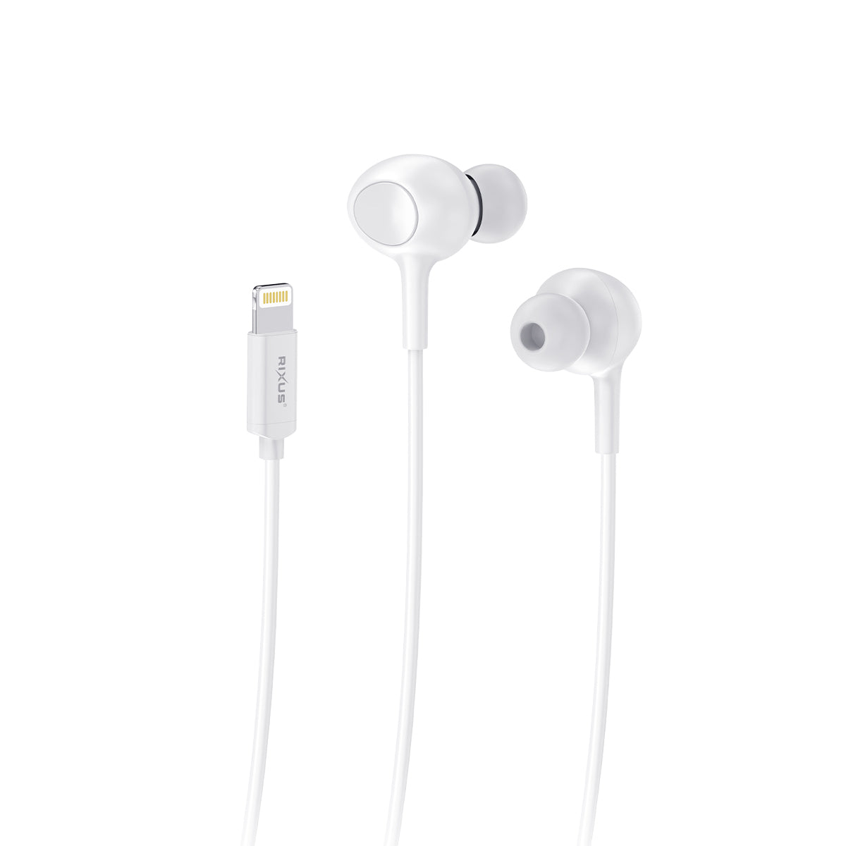Rixus RXHD56LW Lighting Wired Earbud Type Headphone With Microphone