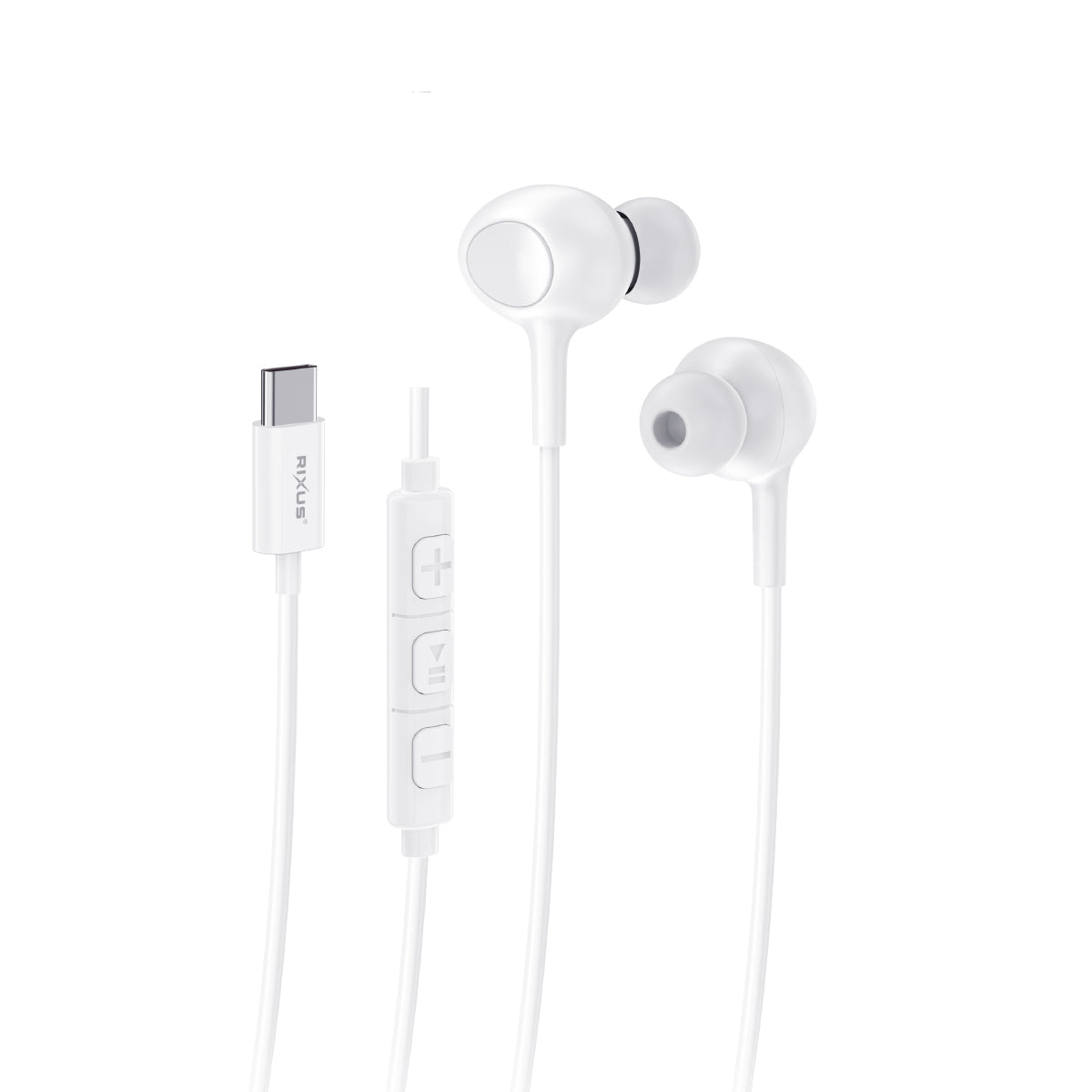 Rixus RXHD56CW USB C Wired Earbud Type Headphone With Microphone