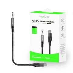 Rixus RXMU35C AUX-auf-USB-C geflochtenes Audiokabel 120 CM