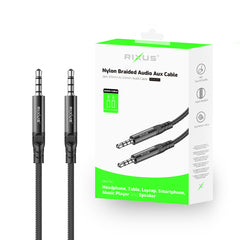 Rixus RXMU35 AUX-zu-AUX geflochtenes Audiokabel 120 cm