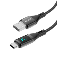 Rixus RXUC28AC Geflochtenes USB-zu-USB-C-Kabel mit LED-Anzeige