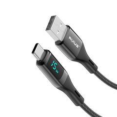 Rixus RXUC28AC Geflochtenes USB-zu-USB-C-Kabel mit LED-Anzeige