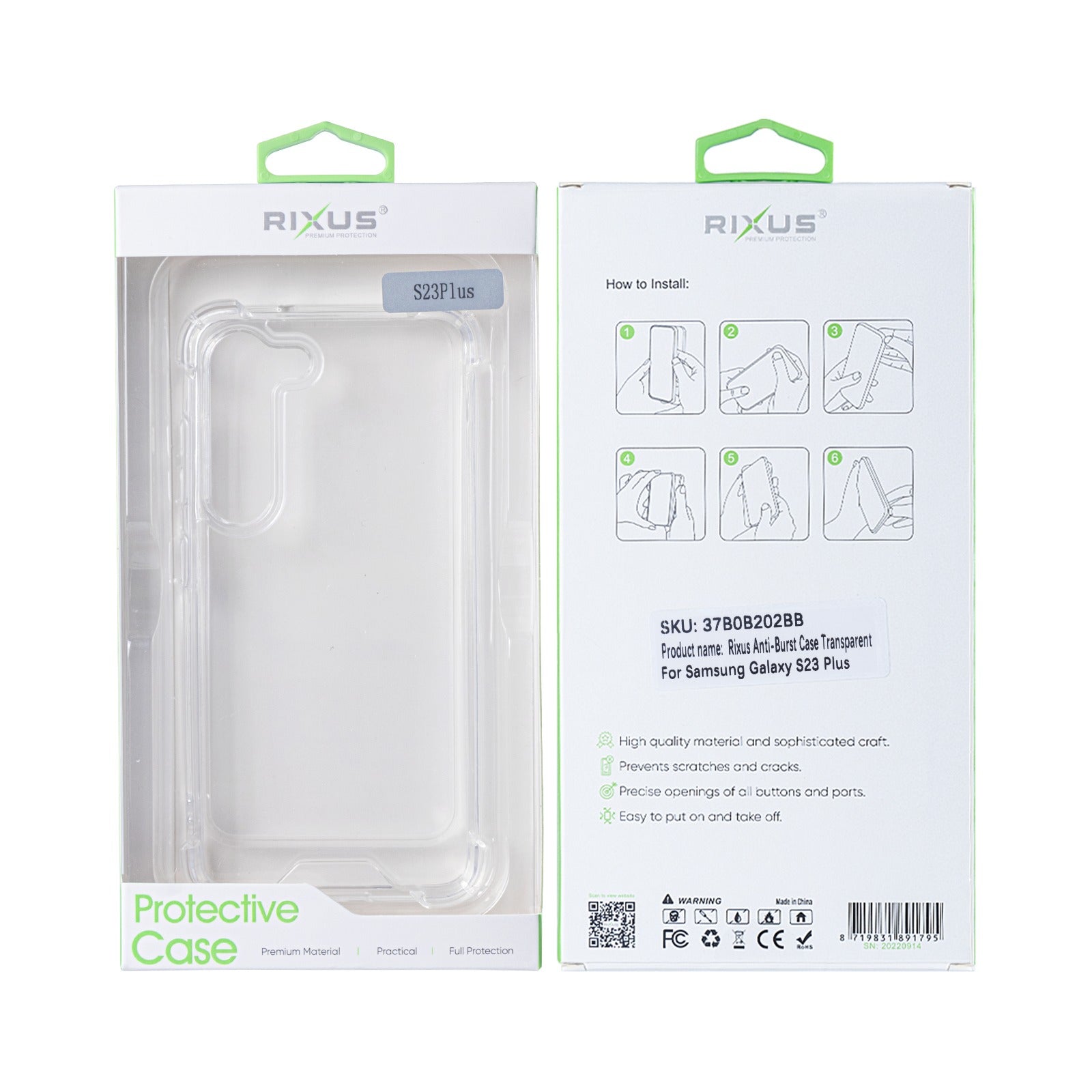 Rixus Anti-Burst Case For Samsung Galaxy S23 Plus S916B