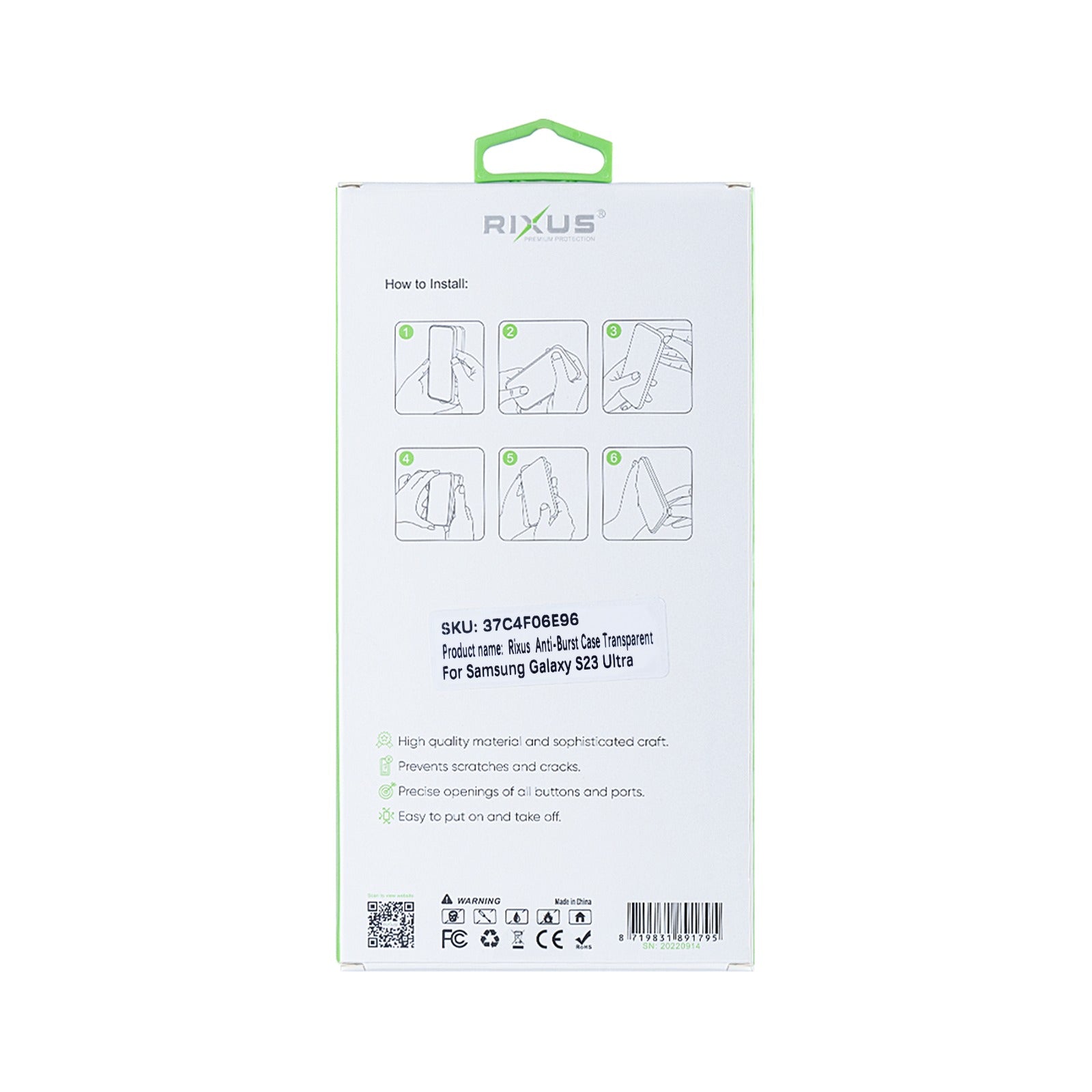 Rixus Anti-Burst Case For Samsung Galaxy S23 Ultra S918B