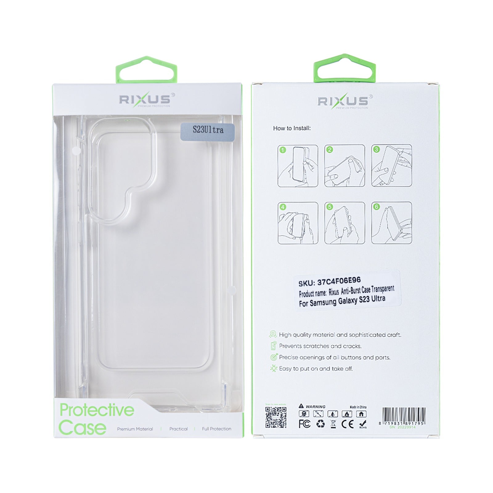 Rixus Anti-Burst Case For Samsung Galaxy S23 Ultra S918B