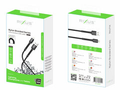 Rixus RXU71A Nylon geflochtenes USB-auf-Lightning-Kabel