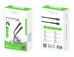 Rixus RXU71CA Nylongeflochtenes USB-C-auf-Lightning-Kabel 1,2 m
