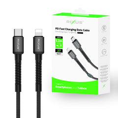 Rixus RXU71CA Nylongeflochtenes USB-C-auf-Lightning-Kabel 1,2 m