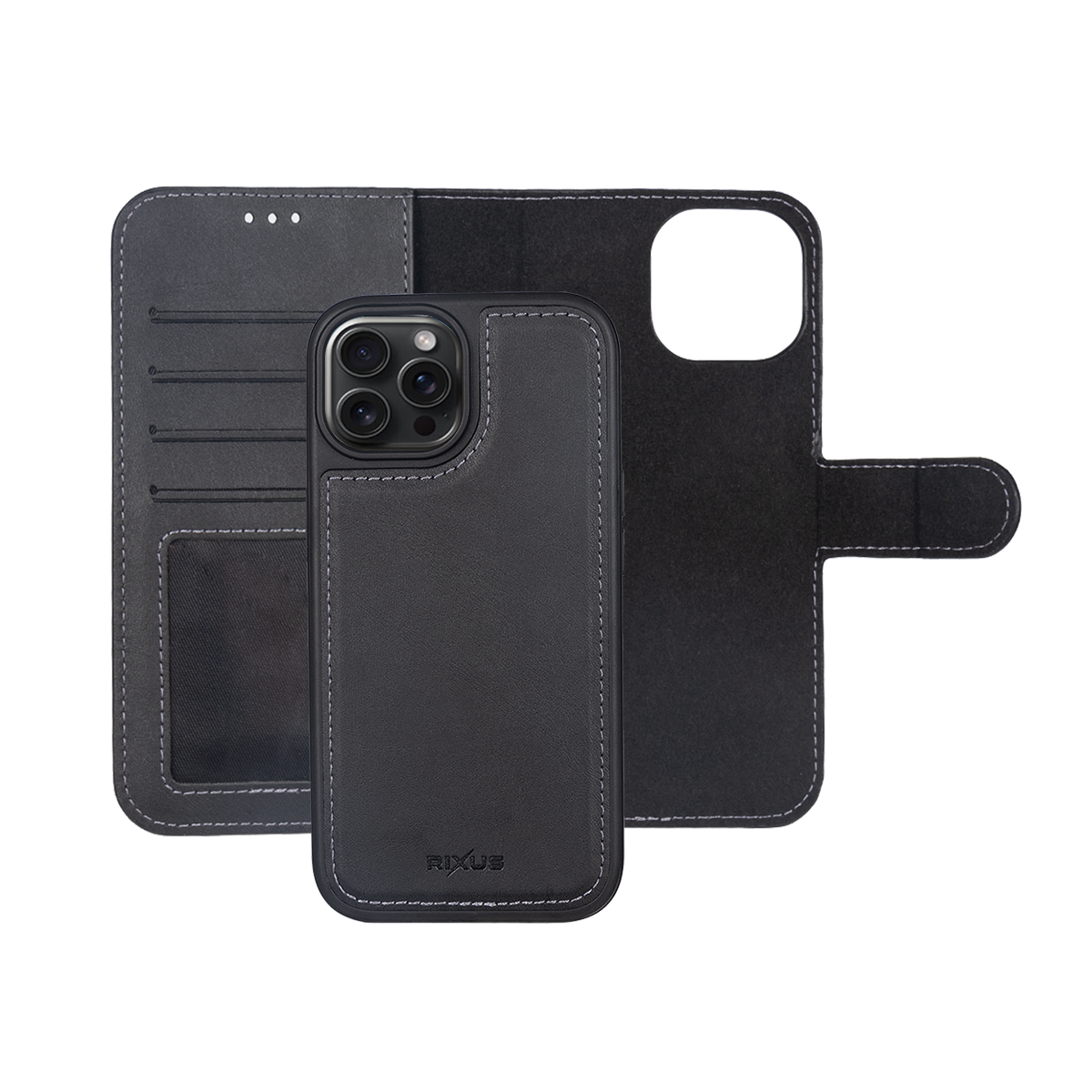 Rixus For iPhone 14 Pro Max Duo Magnetic Detachable Wallet