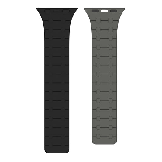 Rixus für Apple Watch, 44mm, 45mm, 49mm Silikonarmband mit Magnet + Grau