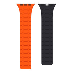 Rixus Für Apple Watch, 44mm, 45mm, 49mm Silikonarmband mit Magnet Orange +