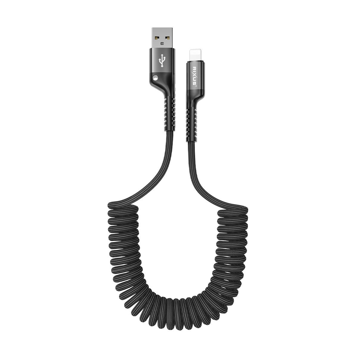 Rixus RXUC17AL Retractable Spring Cable USB-A To Lightning