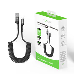 Rixus RXUC17AL Ausziehbares Spiralkabel USB-A auf Lightning
