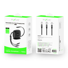 Rixus RXUC61 Ausziehbares 3-in-1-Kabel Desktop USB Typ C Schnellladegerät