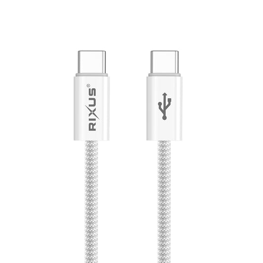 Rixus RXUC08C Fast Charging Cable USB-C To USB-C Cable Braided Nylon