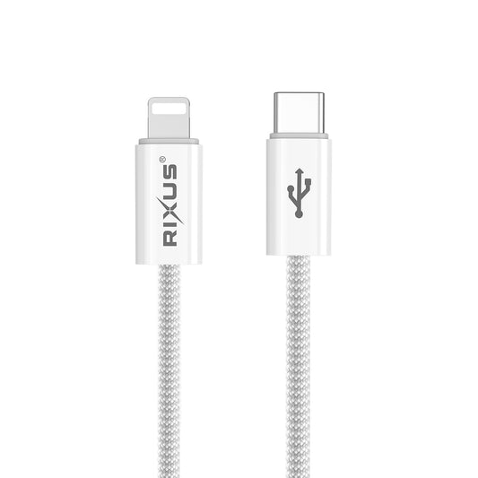 Rixus RXUC08L Fast Charging Cable USB-C To Lightning Cable Braided Nylon