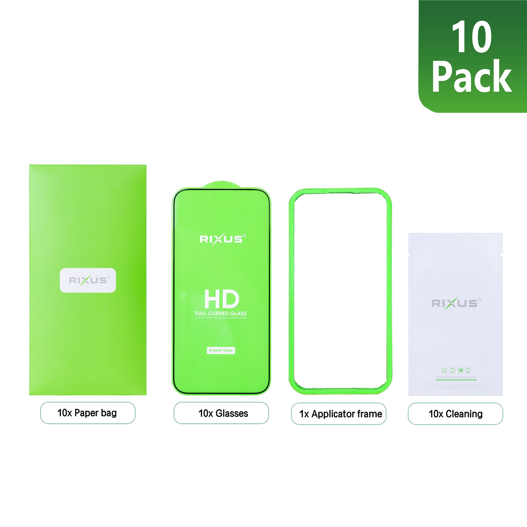 Rixus HD Full Curved Edge Tempered Glass For iPhone 17 Pro (10-Pack