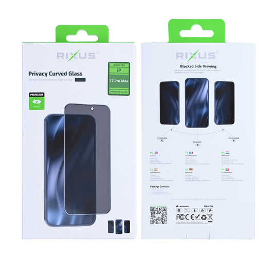 Rixus Privacy Full Curved Edge Tempered Glass für iPhone 17 Pro Max