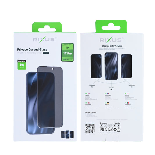 Rixus Privacy Full Curved Edge Tempered Glass für iPhone 17 Pro