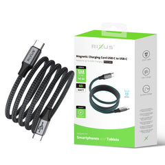 Rixus RXUC66C Magnetisches Ladekabel USB-C auf USB-C 100cm 60W