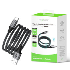Rixus RXUC66AC Magnetisches Ladekabel USB-A auf USB-C 100cm 15W