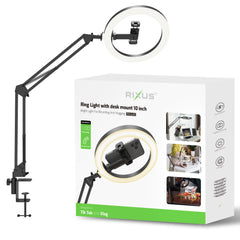 Rixus RXLG30 Ringlicht mit Schreibtischhalterung 10 Zoll