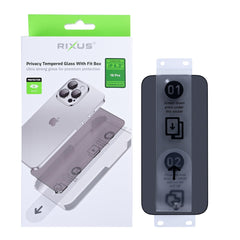 Rixus Blickschutz-Panzerglas mit Montagehilfe für Apple iPhone 16 Pro