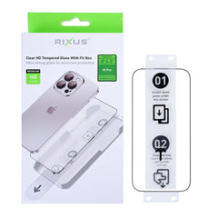 Rixus Clear HD gehärtetes Glas mit Passformbox für Apple iPhone 16 Pro