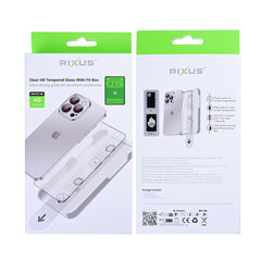 Rixus Clear HD Panzerglas mit Montagehilfe für Apple iPhone 15