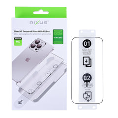 Rixus Clear HD Panzerglas mit Fit Box für Apple iPhone 14 Pro Max