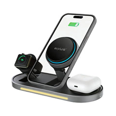 Rixus RXWC16 3-in-1 Eiskühlung kabelloses Ladegerät, Ständer, 25 W, Schwarz