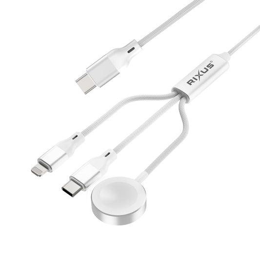 Rixus RXUC33 3 in 1 Watch And Phone Charger Cable 1.2m 60W