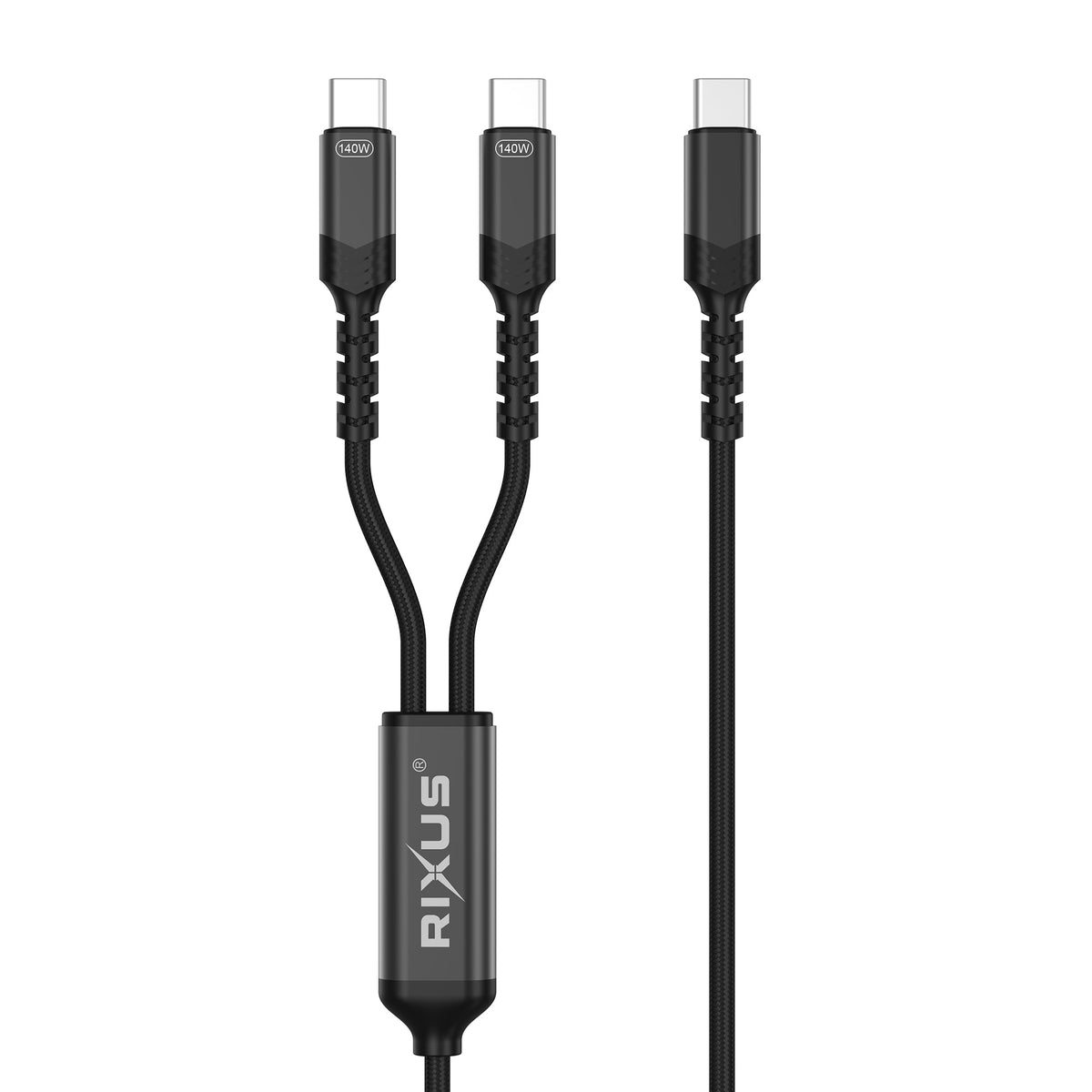 Rixus RXUC12 2-in-1 USB-C-auf-Dual-USB-C-Splitterkabel 140W