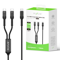 Rixus RXUC12 2-in-1 USB-C-auf-Dual-USB-C-Splitterkabel 140W