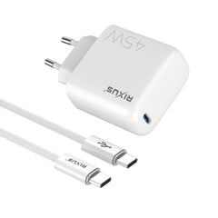 Rixus RXHC45C Schnellladegerät USB-C Kabel 1.8m 45W Weiß