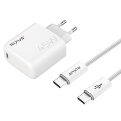 Rixus RXHC45C Schnellladegerät USB-C Kabel 1.8m 45W Weiß