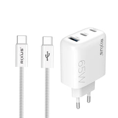 Rixus RXHC65C Schnellladegerät USB-C Kabel 1,8 m 65W Weiß