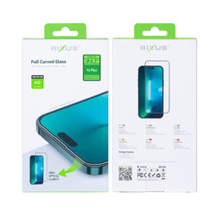 Rixus HD Full Curved Edge Gehärtetes Glas für iPhone 16 Plus