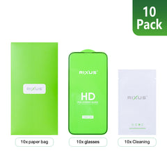 Rixus HD Full Curved Edge Gehärtetes Glas für iPhone 16 Plus (10er-Pack