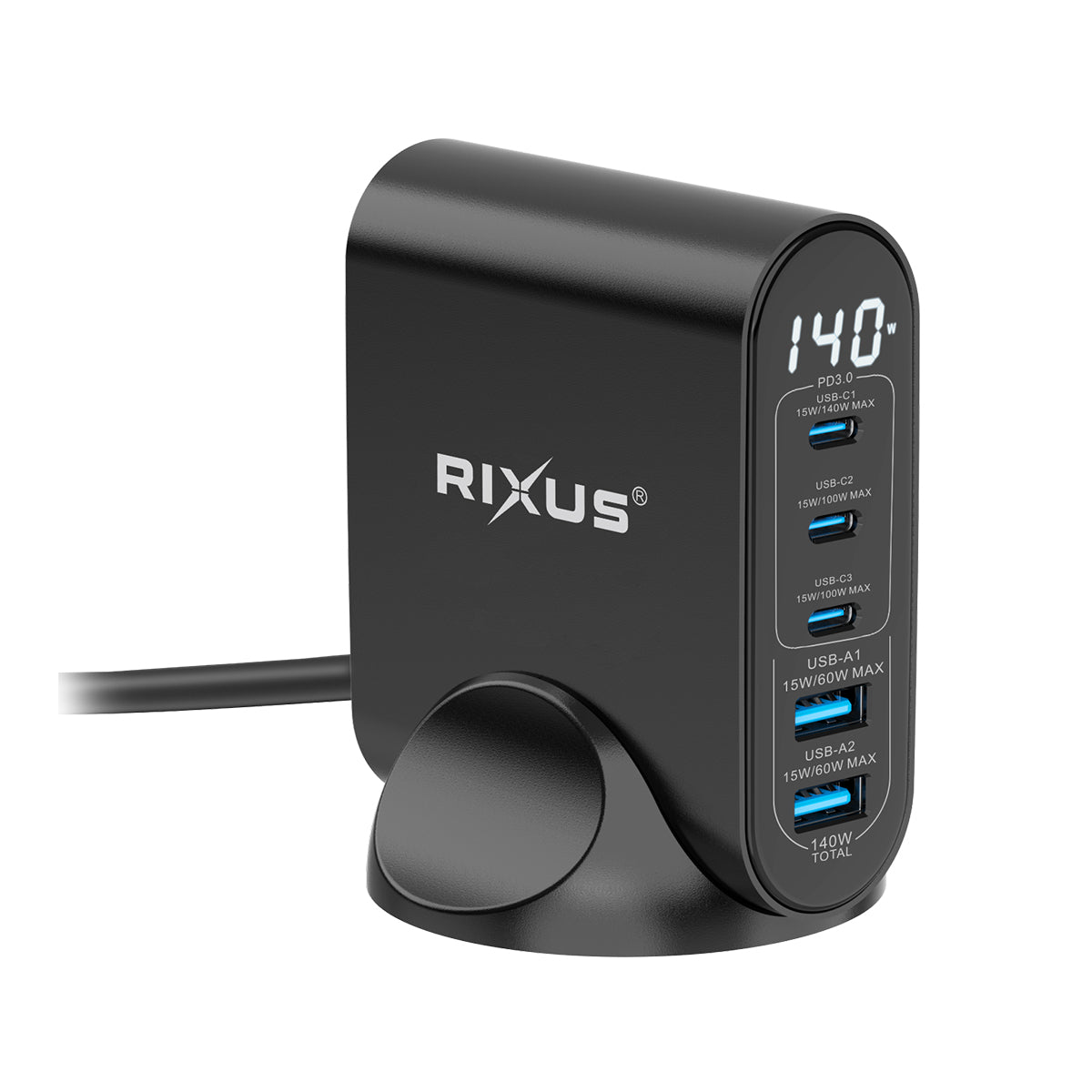 Rixus RX140 GaN Power Adapter With Digital Display
