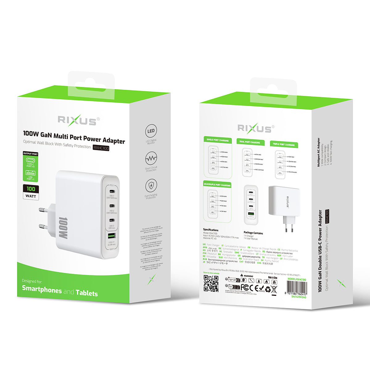 Rixus RXHC100 GaN Power Adapter