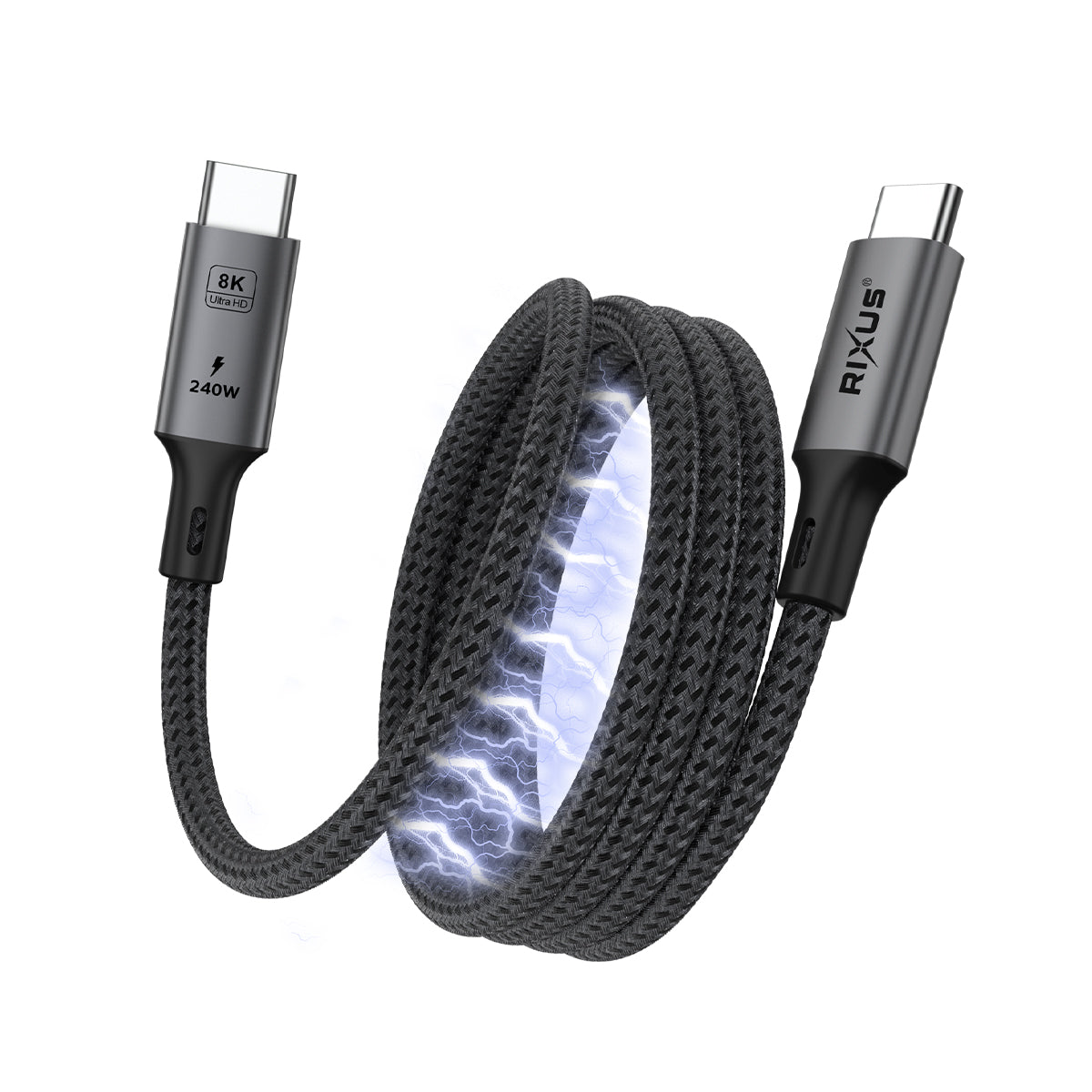 Rixus RXUC03 Magnetic USB-C 4.0 To USB-C Cable Easy Roll Up