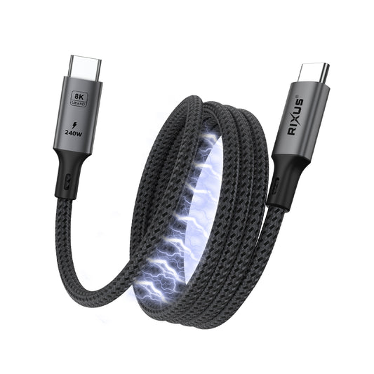 Rixus RXUC03 Magnetic USB-C 4.0 To USB-C Cable Easy Roll Up