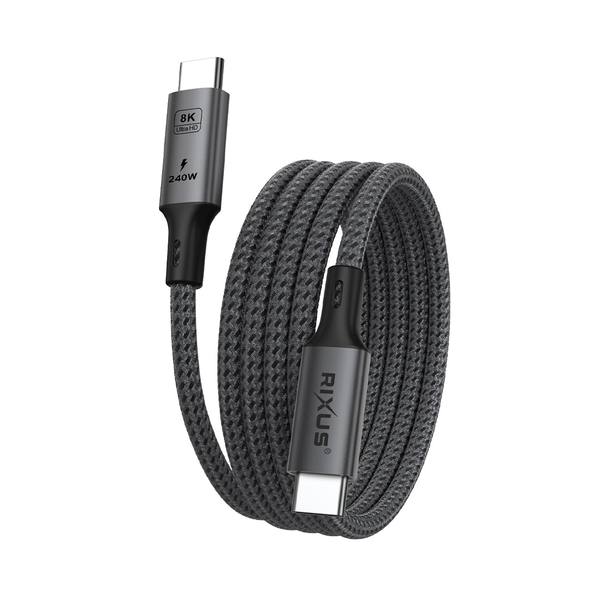 Rixus RXUC03 Magnetic USB-C 4.0 To USB-C Cable Easy Roll Up