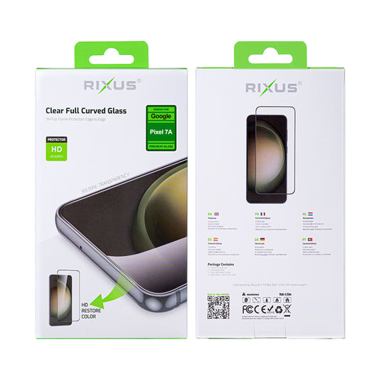 Rixus HD Full Curved Edge Displayschutzfolie aus gehärtetem Glas für Google Pixel 7A