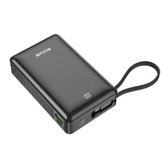 Rixus RXPB02B Digitalanzeige Powerbank mit integriertem USB-C-Kabel