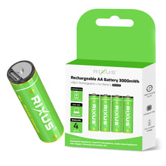 Rixus RXAA05 Wiederaufladbare AA-Batterie 3000mWh mit USB-C Kabel 4er-Pack