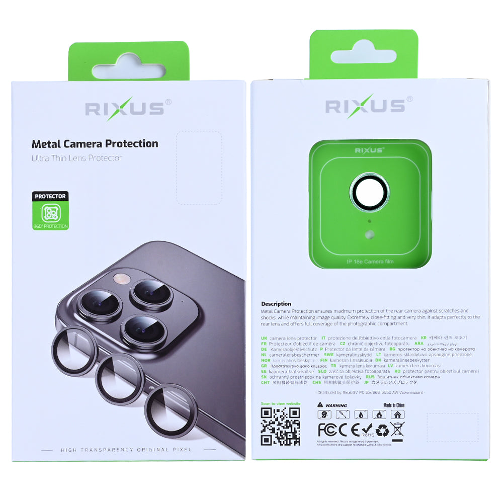Rixus Metal Shield Camera Tempered Glass For iPhone 16e