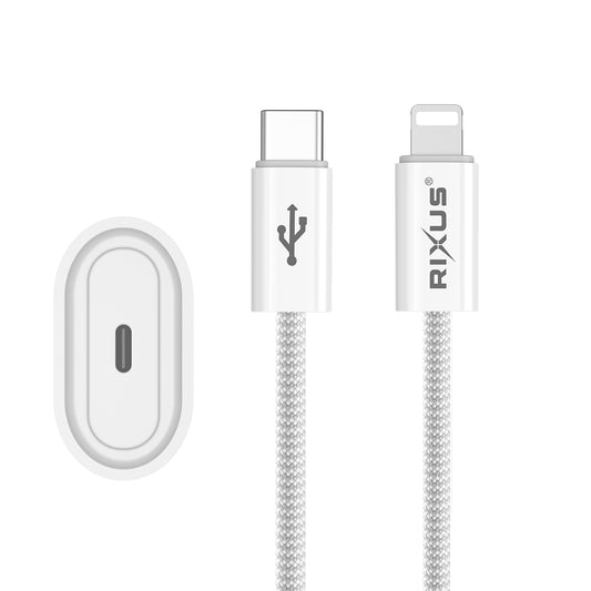 Rixus RXHC30L Fast Charger USB-C To Lightning Cable
